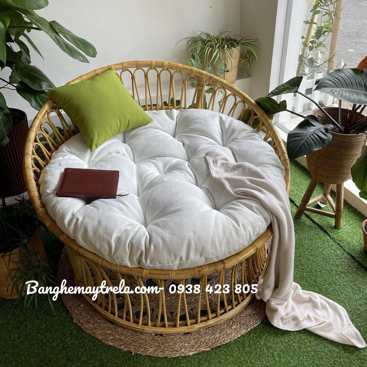 Giường thư giãn mây tự nhiên dáng tròn